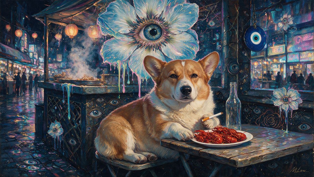 TIL, portrait painted by MLow: Crayfish on Main Street