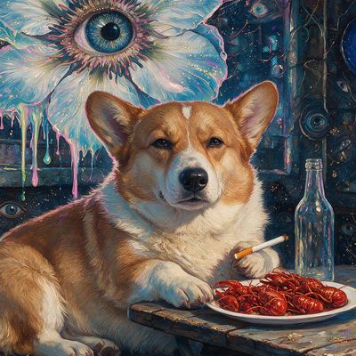 TIL, portrait painted by MLow: Crayfish on Main Street