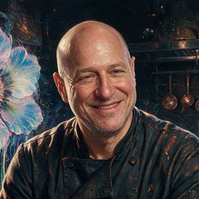 Tom Colicchio, painted by MLow as a New Yorker