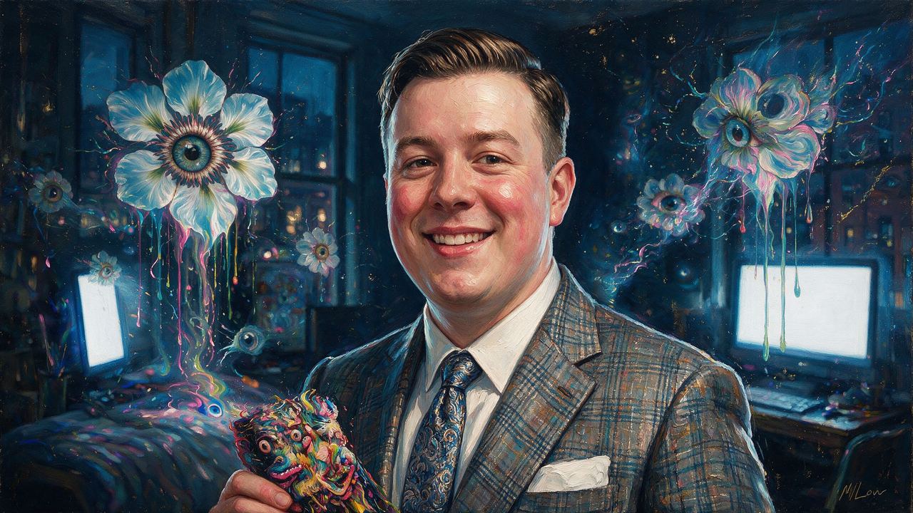 Tustont, portrait painted by MLow: Holding the Little Monster