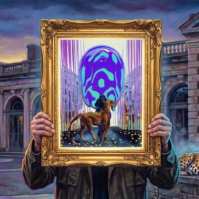 twinflames, portrait painted by MLow: Leopard in the Gilded Frame
