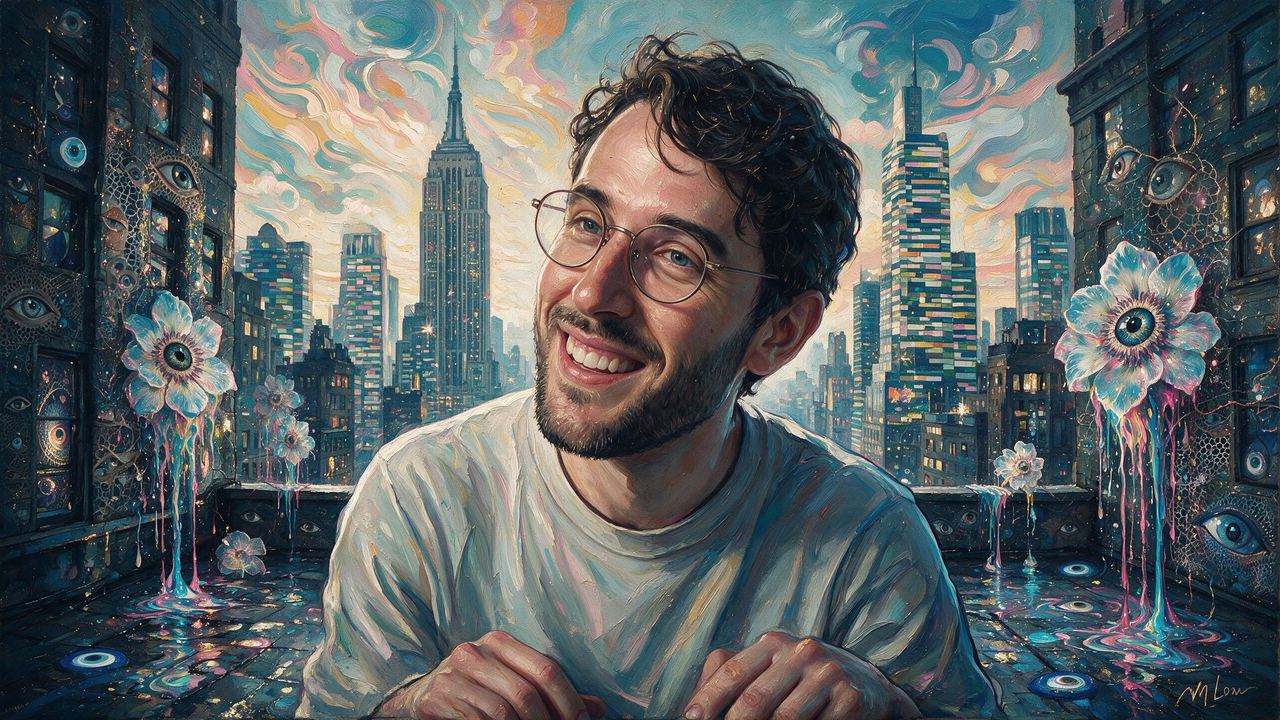 Tyler Hobbs, portrait painted by MLow: Bands Across the Sky