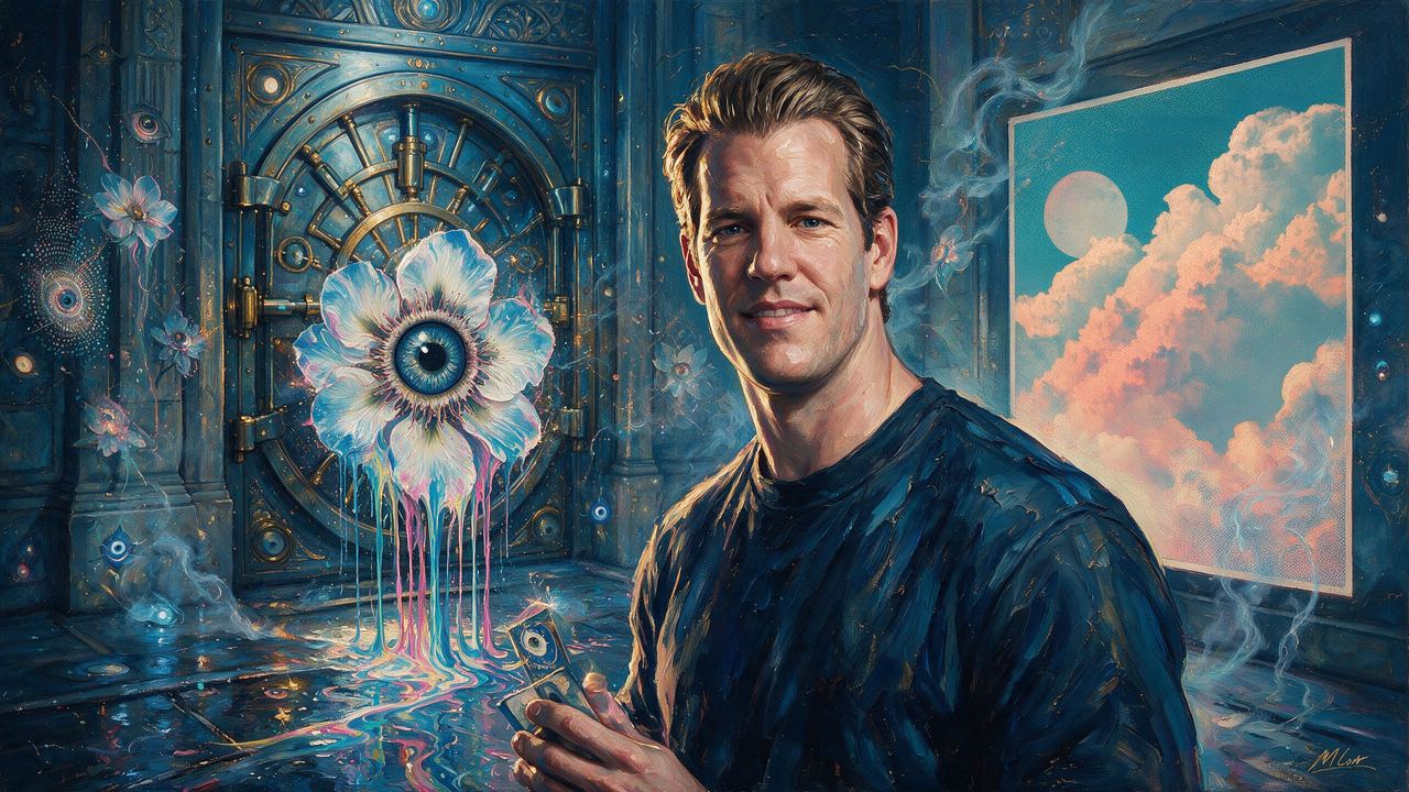 Tyler Winklevoss, portrait painted by MLow: Vault Door, One Card