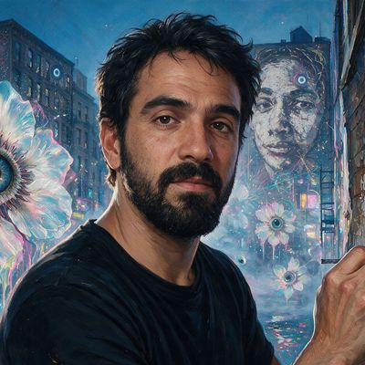 Vhils, painted by MLow as a New Yorker