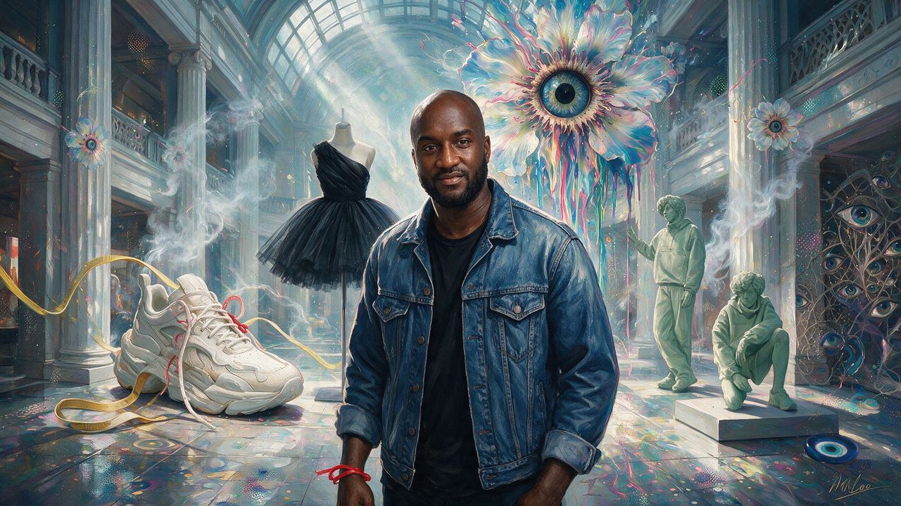 Virgil Abloh, portrait painted by MLow: The Architect in Brooklyn