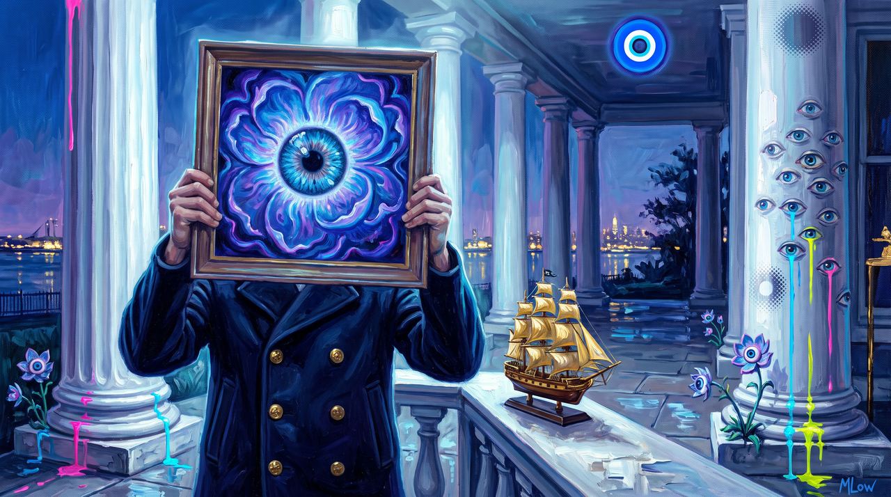 webvr.eth, portrait painted by MLow: The Galleon at Snug Harbor