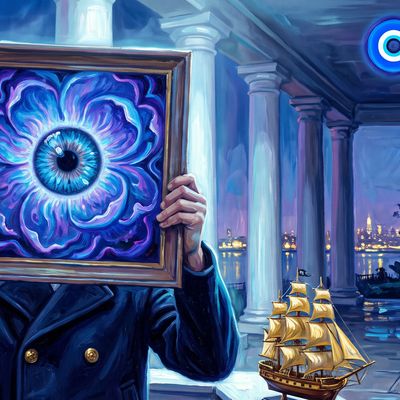 webvr.eth, portrait painted by MLow: The Galleon at Snug Harbor