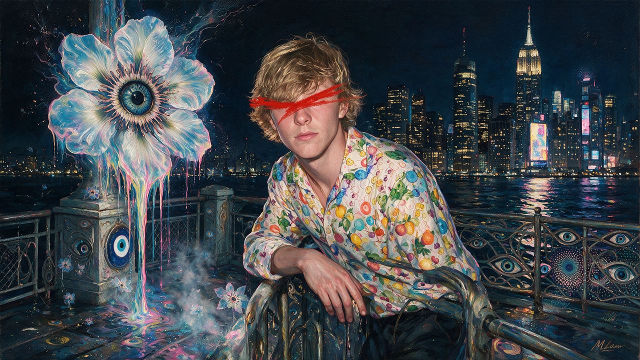 xbtdln, portrait painted by MLow: Loud Shirt on the Ferry