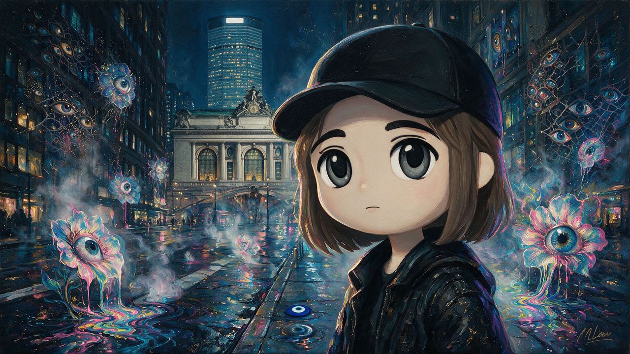 Yami, portrait painted by MLow: Rain on Park Avenue