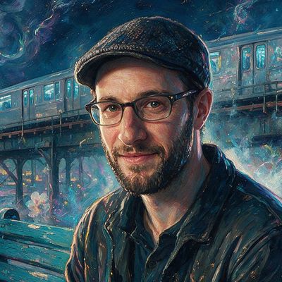 Yan Pritzker, portrait painted by MLow: Brighton Beach Book Club