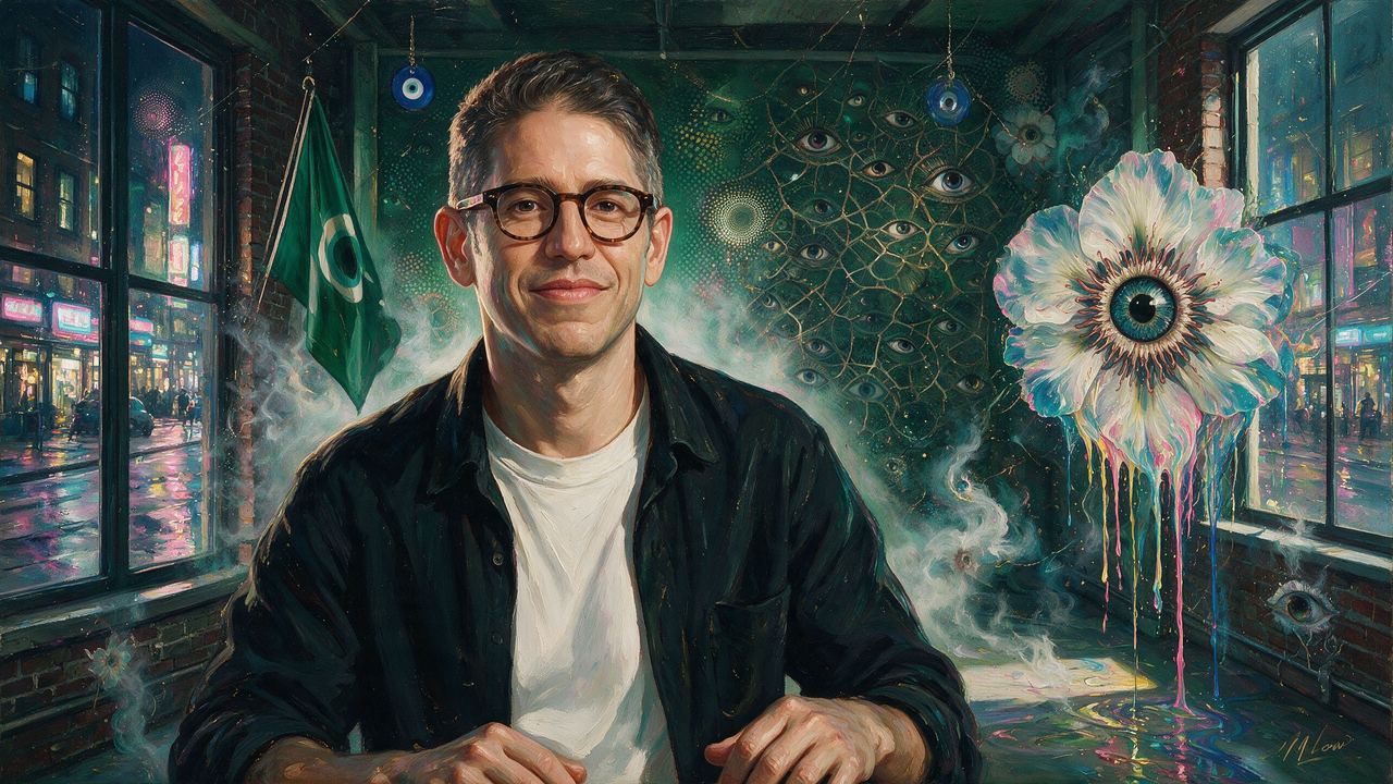 Yancey Strickler, portrait painted by MLow: Green Flag Room