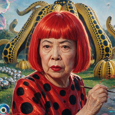 Yayoi Kusama, portrait painted by MLow: Dots Over the Bronx