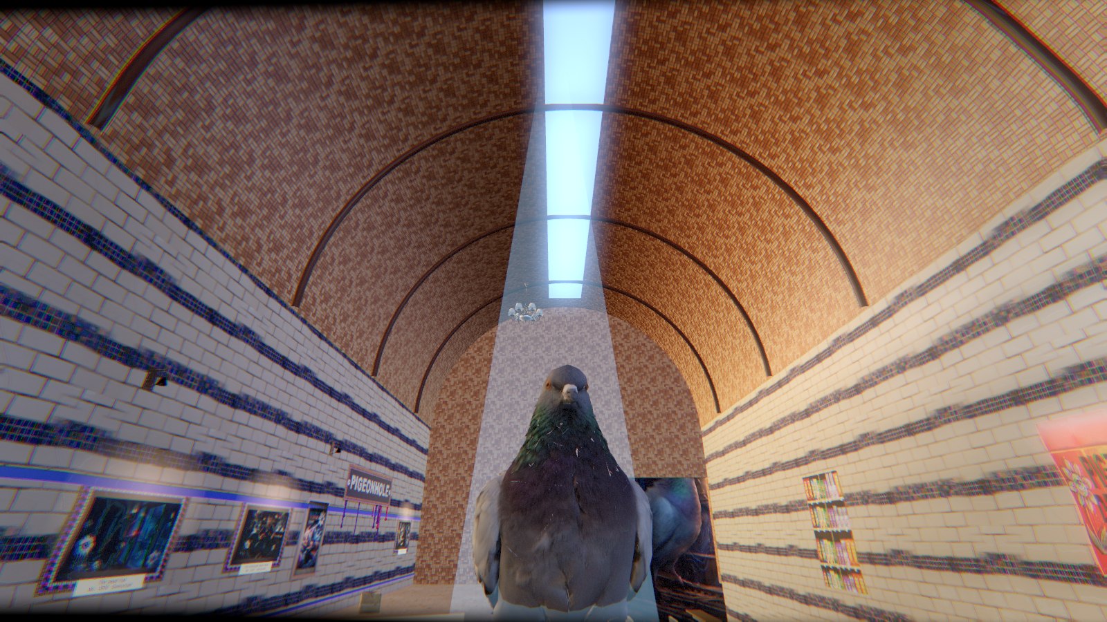 The Platform of Wrong Sizes: the pigeon grows as you walk to it, THE PIGEONHOLE by MLow
