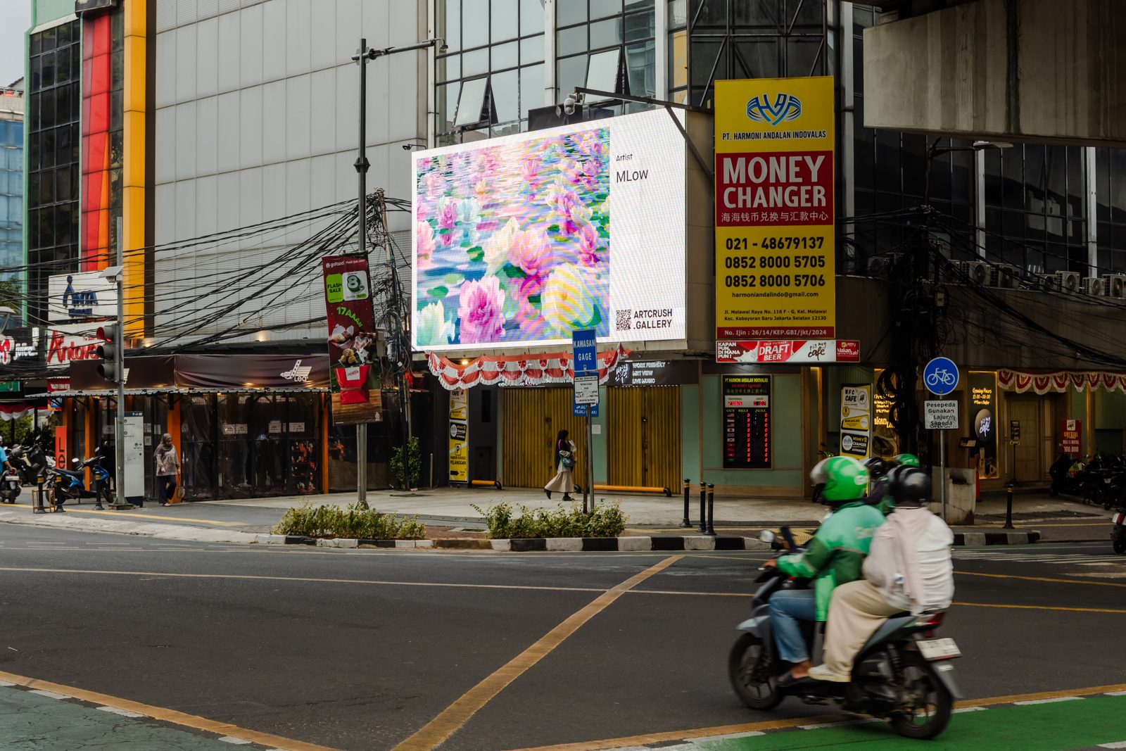 Endless Peonies on a street billboard in Indonesia