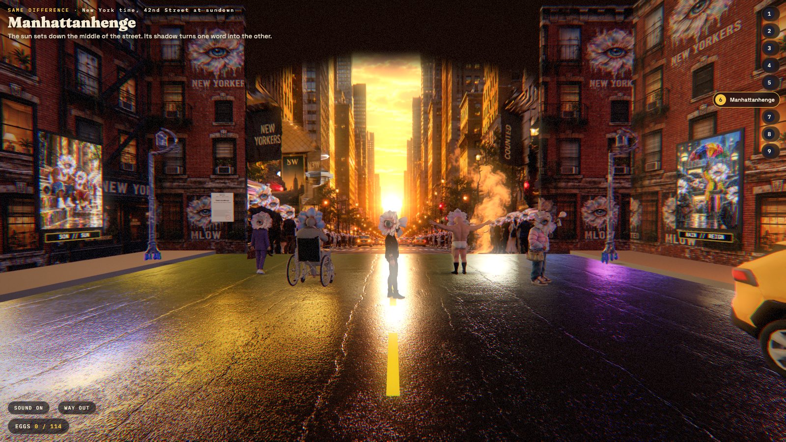 Manhattanhenge: 42nd Street at sundown, the shadow turning SON into SUN on the facades, SAME DIFFERENCE by MLow