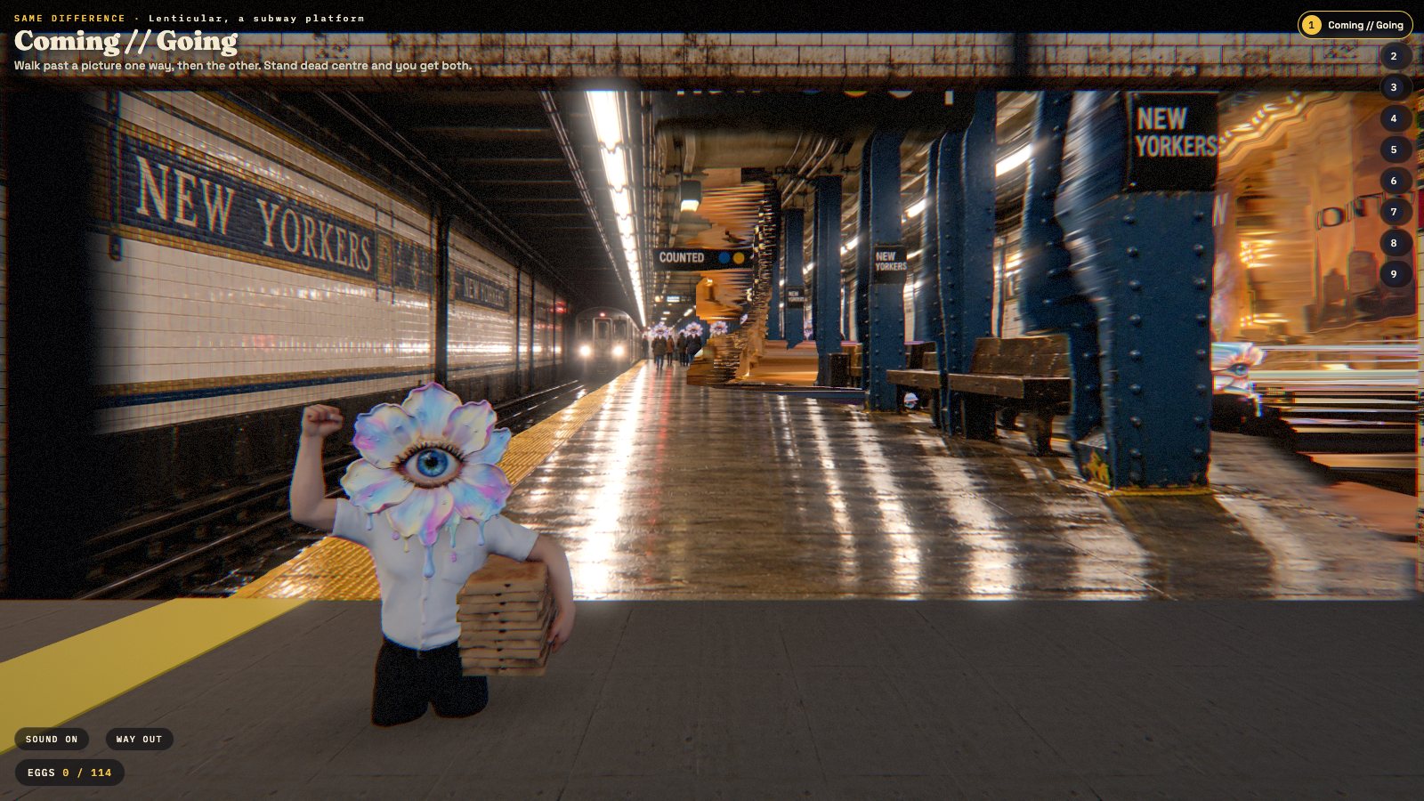 The platform opens onto the tracks, and the train coming in, SAME DIFFERENCE by MLow