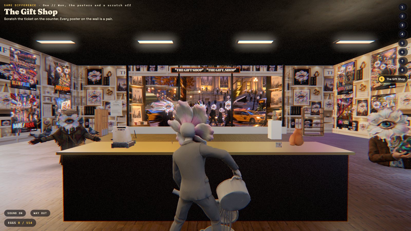 The gift shop: the posters, and ONE // WON on the counter, SAME DIFFERENCE by MLow