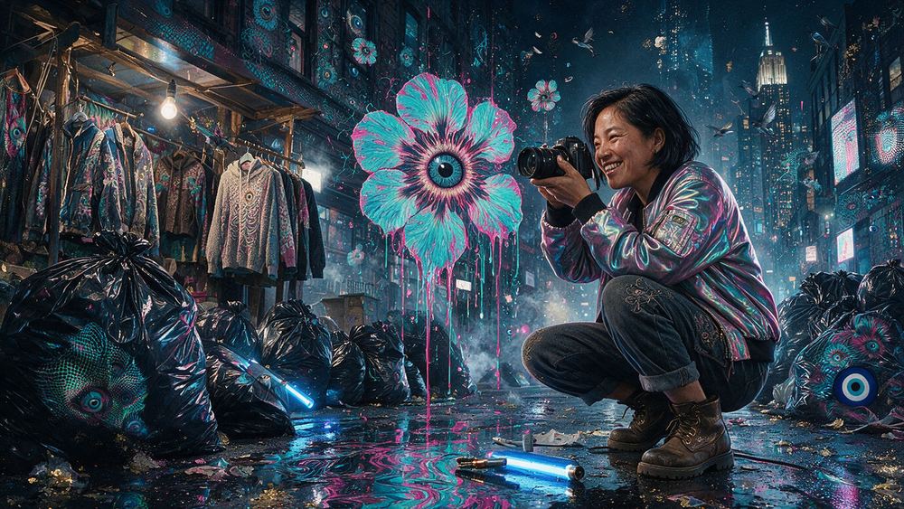 Bayarmaa Bautista, a woman who photographs garbage night on the East Village sidewalk as source