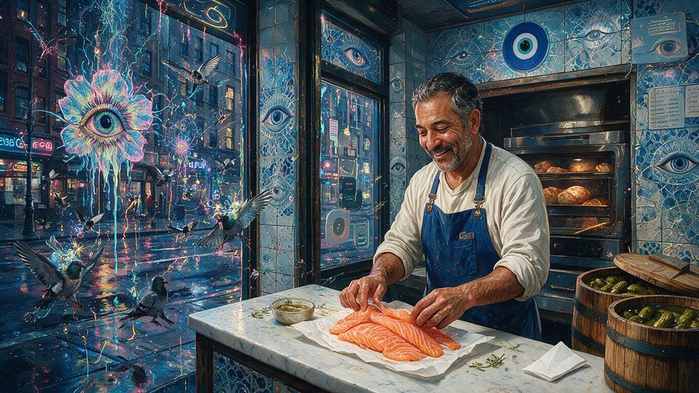 Cesar Peralta, a pickle man with barrels and wet hands