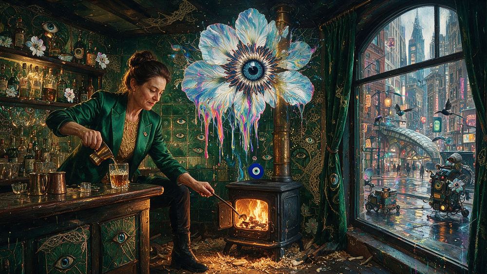 Svetlana Melnyk, a woman pouring behind a dark bar in a low West Village room