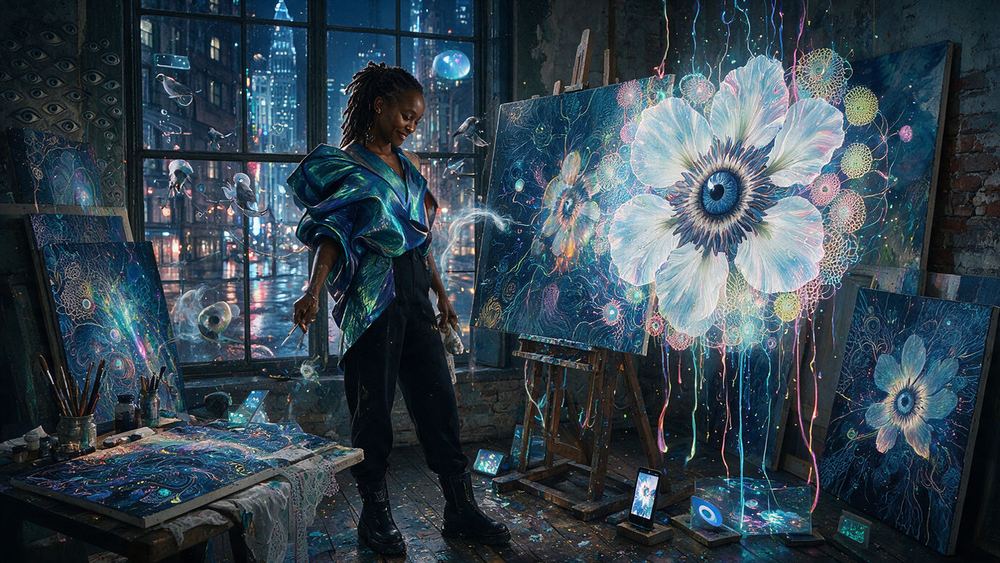 Aissatou Sy, a woman who builds iconography as a system, wires and clouds and beams