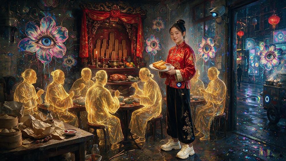 The Chinese Ancestor Shrine in the Back of the Restaurant