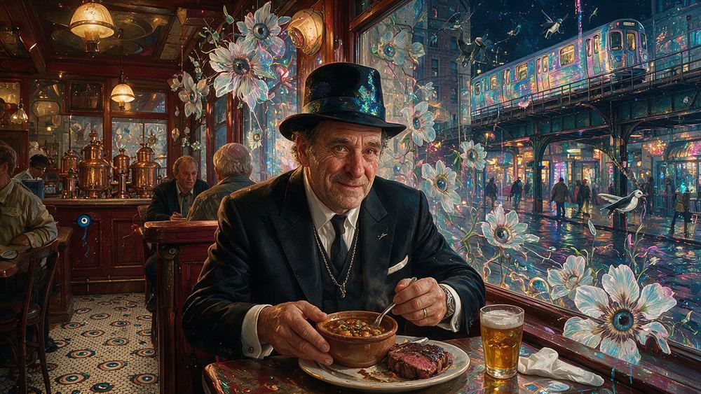 Gedalia Rubinstein, a man who ages the beef in a locker below the dining room