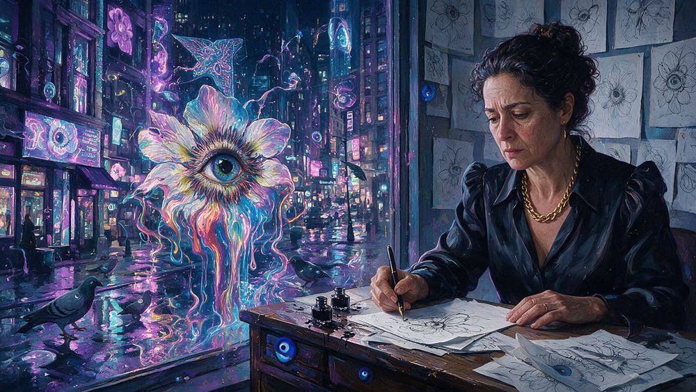 Faige Lieberman, a woman who works only in black ink on white paper