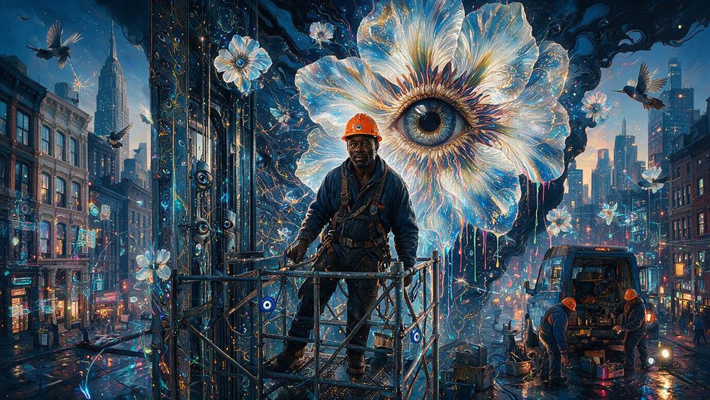 Maurice Cheatham, an elevator mechanic on top of a car in a shaft