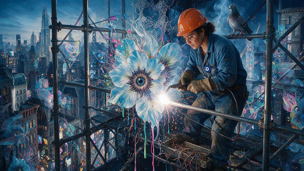 Amira Barakat, a welder forty floors up at dawn