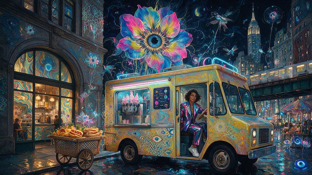 Nour Bakhtiari, a woman driving a soft serve truck that plays eight bars forever