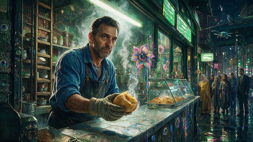 Gennaro Belsky, a man at a Houston Street knish counter with a wooden dumbwaiter