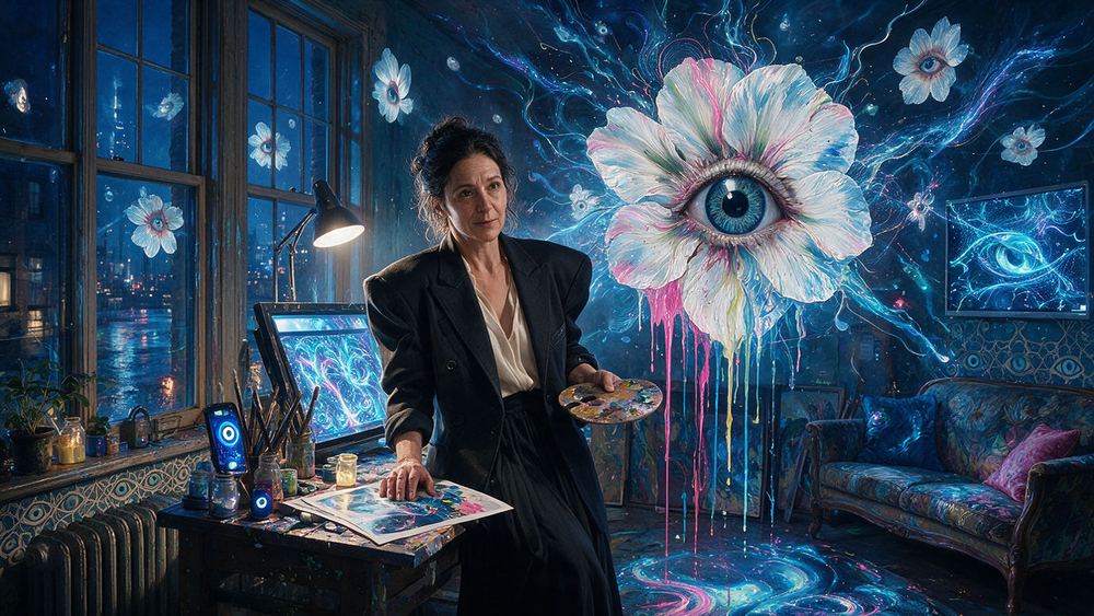 Malka Katzenberg, a painter in Greenpoint who photographs every canvas and mints the twin