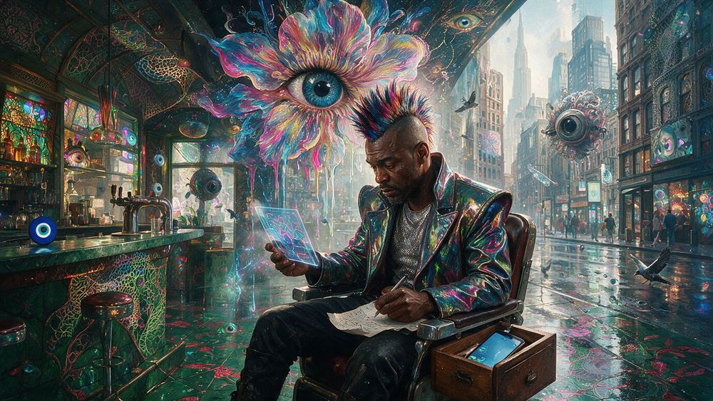 Kwabena Diallo, a man refreshing a chart in a barber's chair