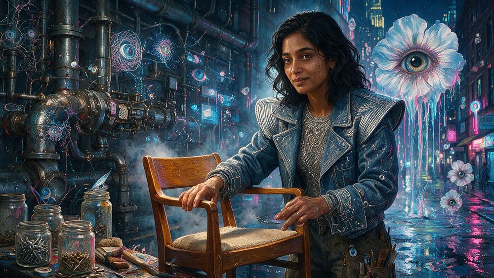 Ayesha Mahadevan, a furniture restorer matching a finish from 1954