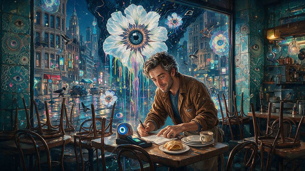 Mendel Feldman, a busboy who does his homework between tables at three