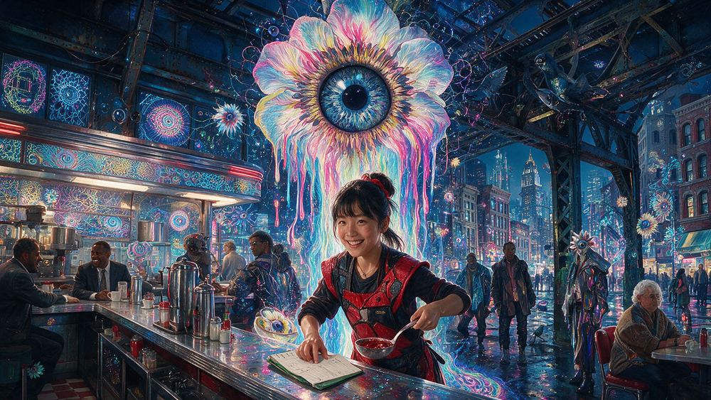Jing Fung, a teenager on her first shift learning the ticket pad