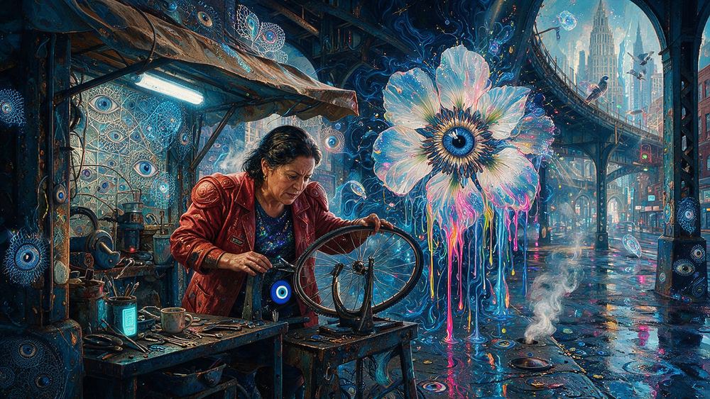 Consuelo Escalante, a bicycle wheel builder truing by ear