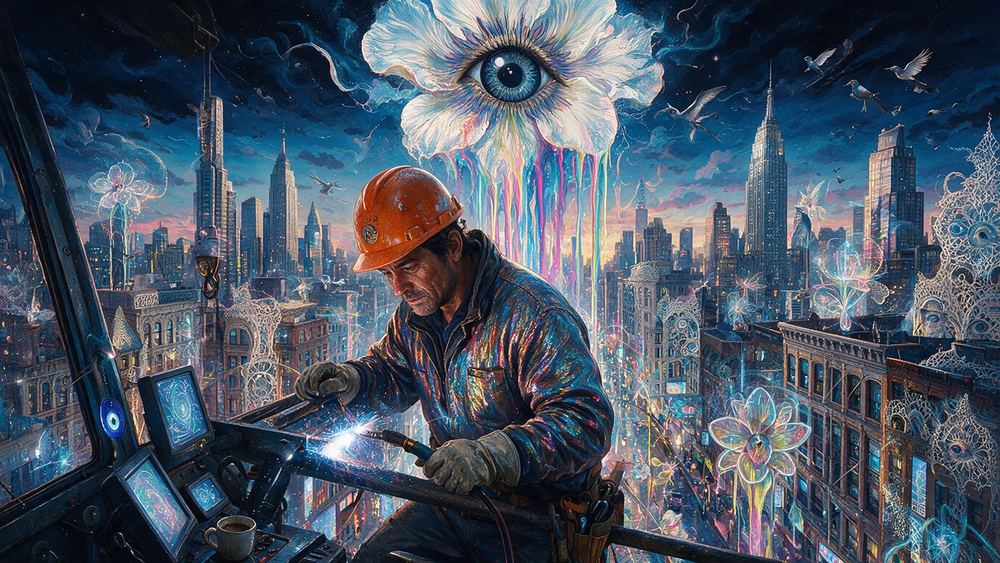 Gustavo Trejo, a crane operator alone in a cab above everything