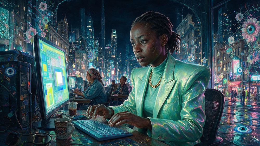 Adaeze Okonkwo, a developer on the fourth night without sleep
