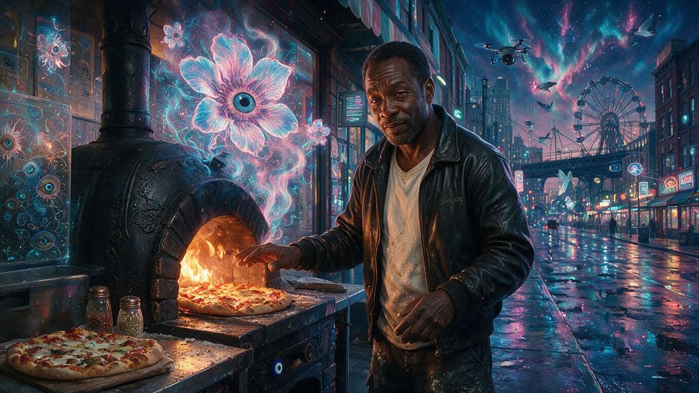Errol Ambroise, a dollar slice man at four in the morning