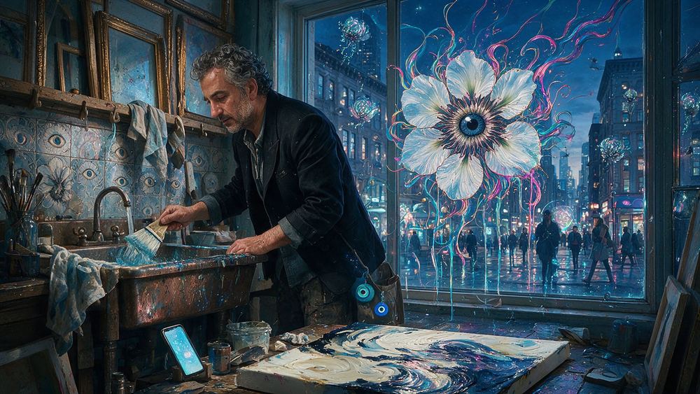 Osman Yildiz, a printmaker who pulls a physical edition for every digital one