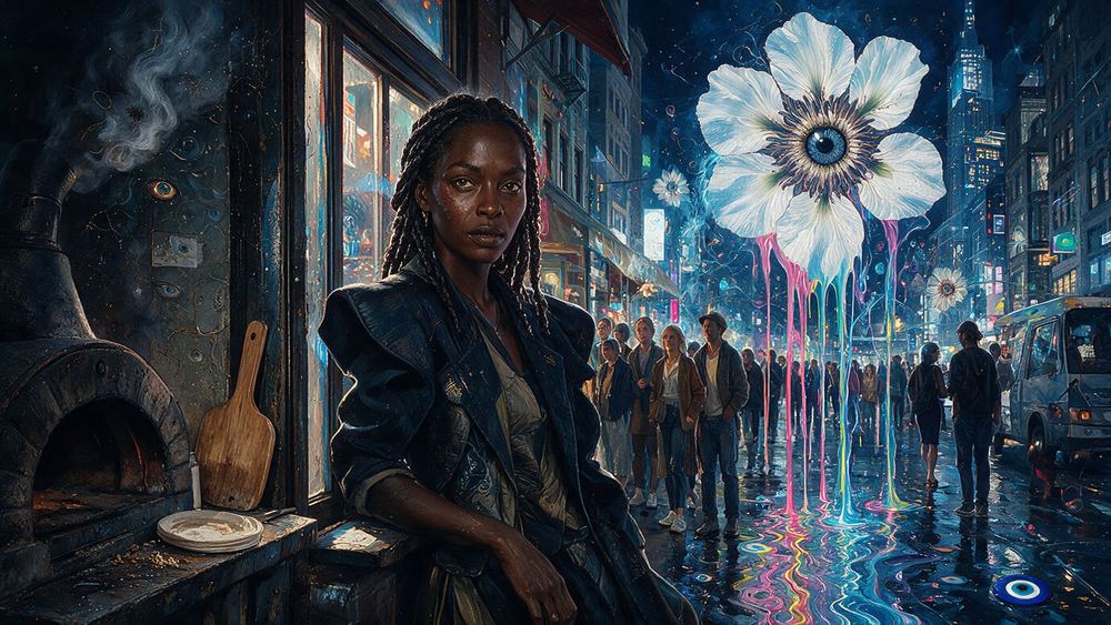 Adjoa Toure, a woman at a Little Italy window with a line of tourists and locals