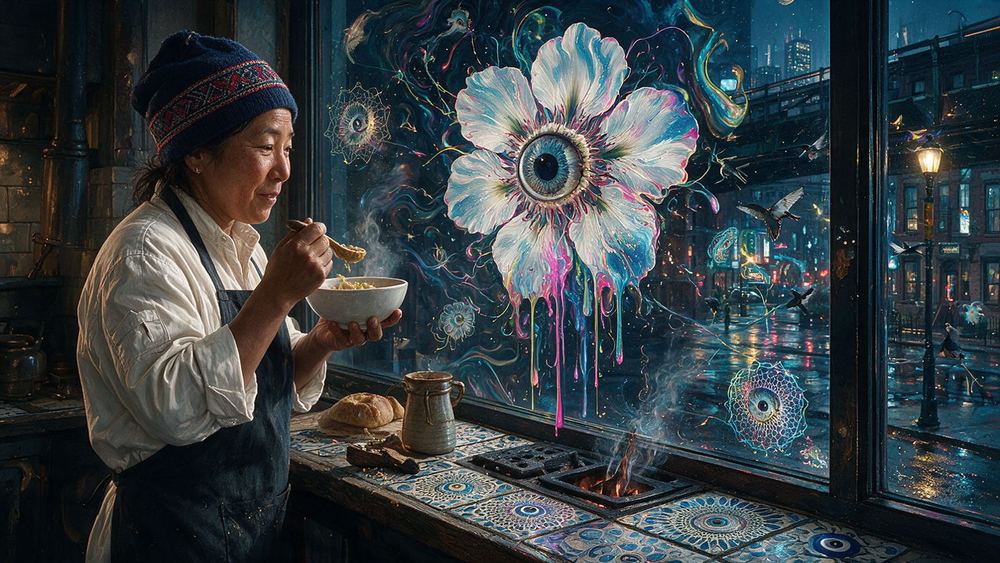 Dolma Sherpa, a woman who tends the wood fire in a Bushwick room