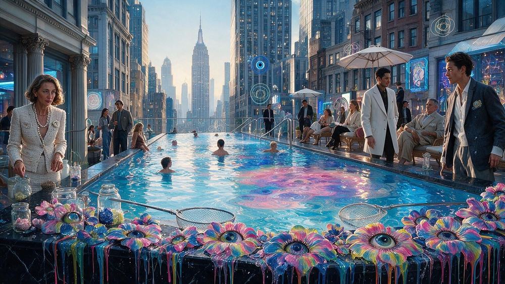 The Rooftop Pool of the Sky's Moods