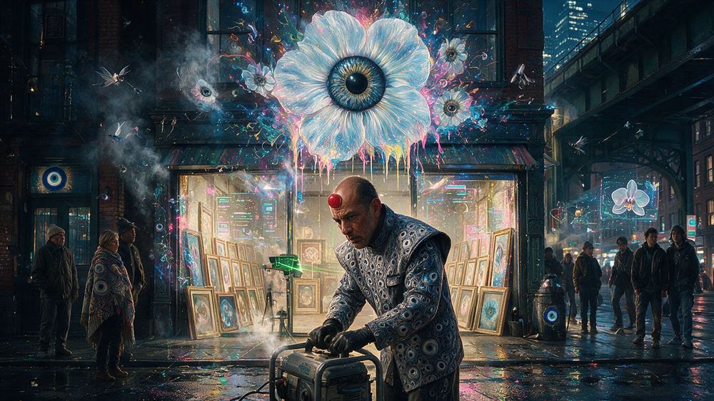 Fadi Ozturk, a man running a generator for a pop up with no power
