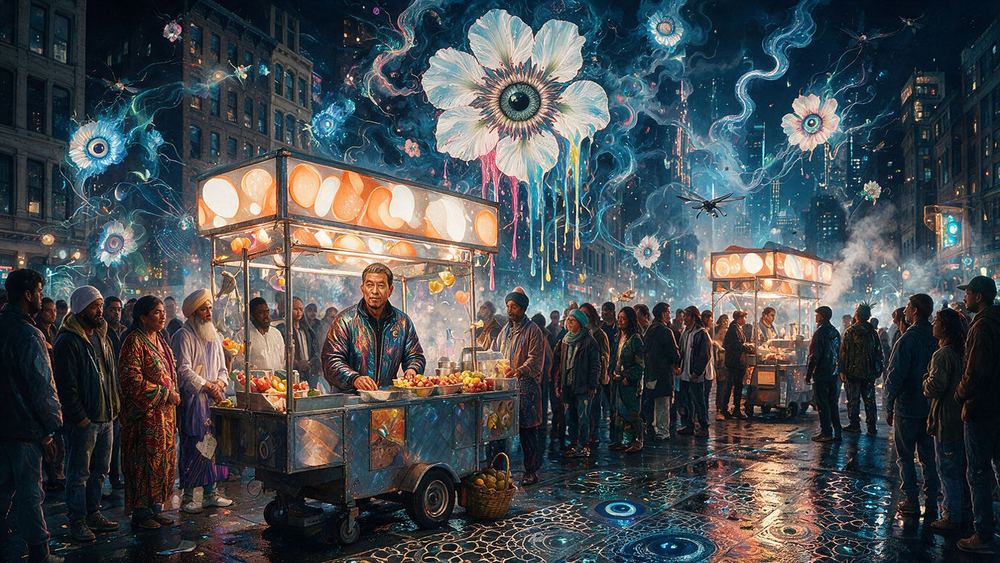Shinji Matsuda, a man who sells fruit cups on a Bronx corner in August