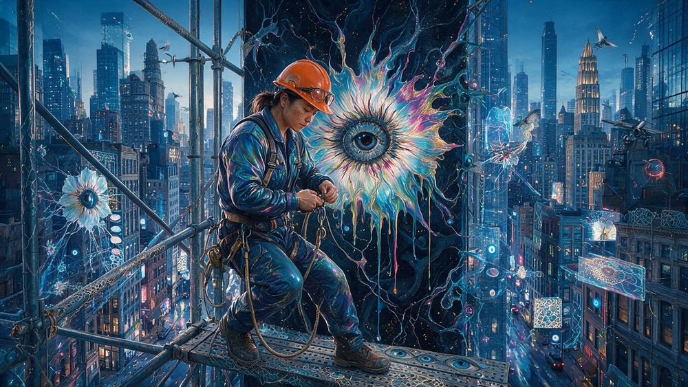 Grace Gyaltsen, a welder forty floors up at dawn