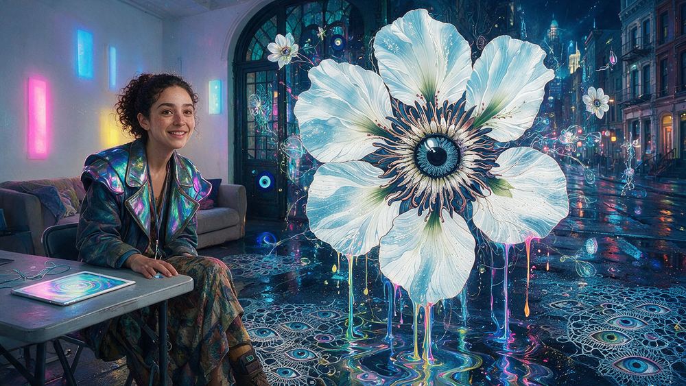 Shoshana Zilberman, an artist waiting in a hallway to be interviewed for the first time