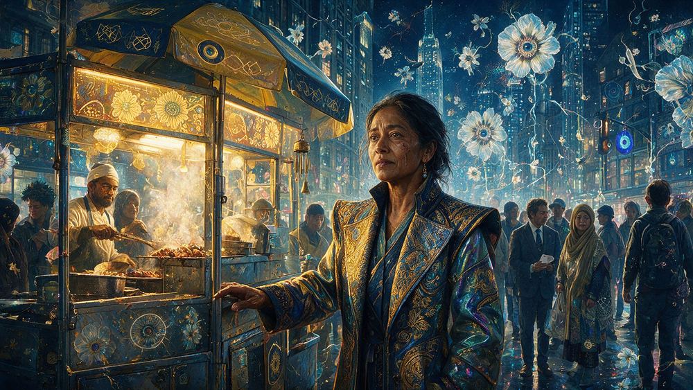 Ilagan Bhutia, a woman at a Coney Island boardwalk stand from 1916